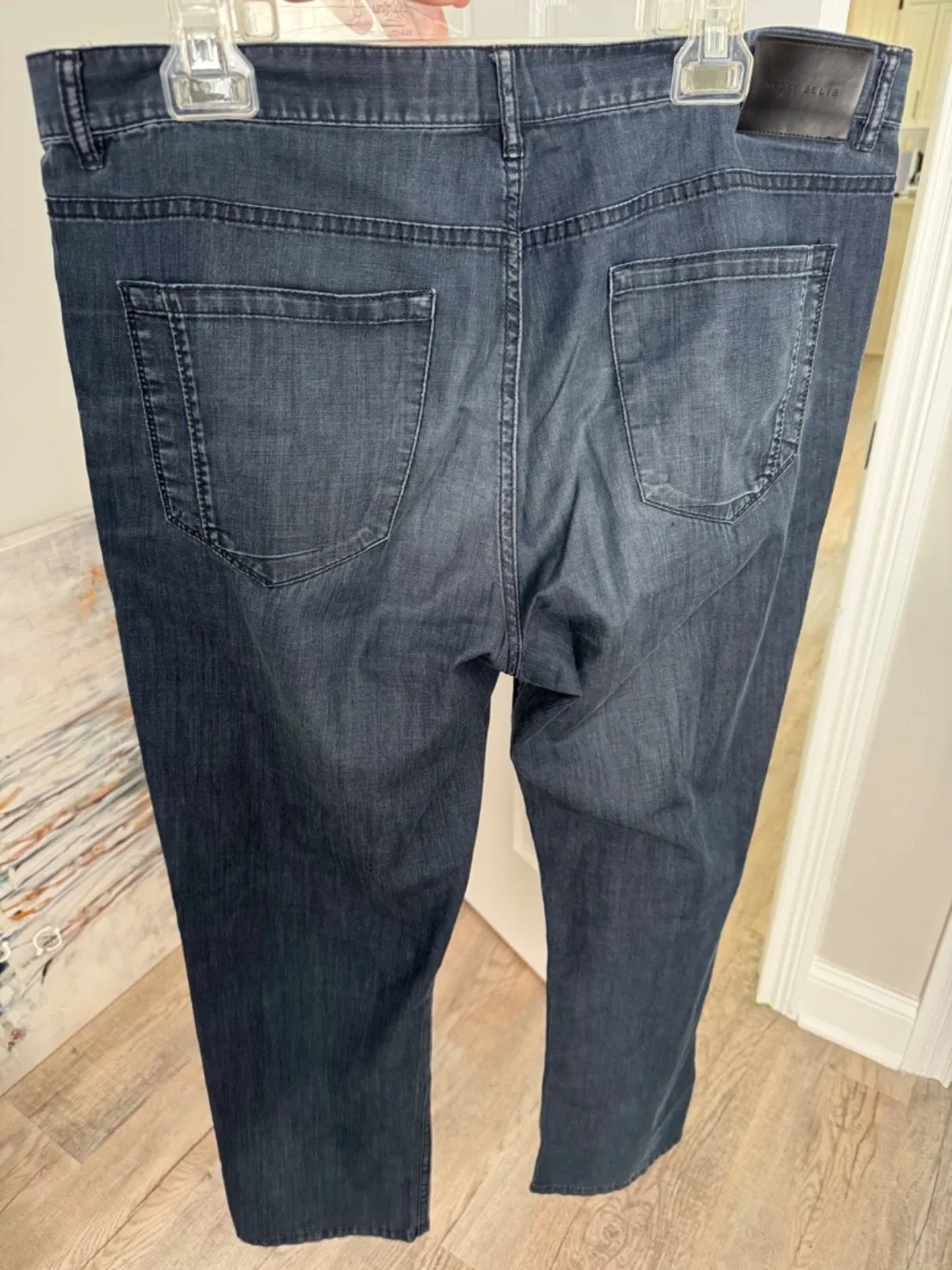 Perry Ellis Men's Dark Wash Straight Leg 5-Pocket Jeans 38x32